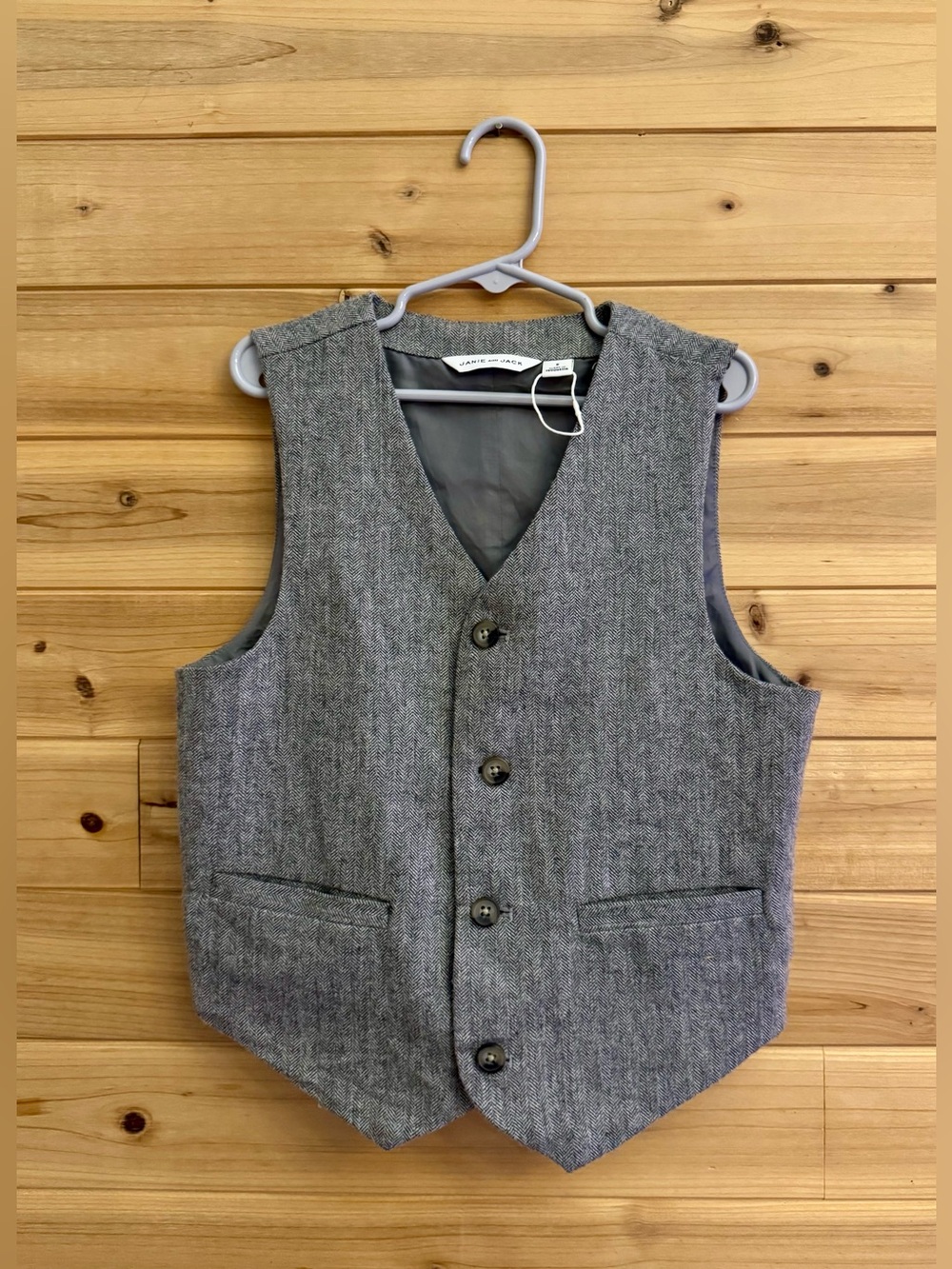 Janie & Jack Size 8 Boys Heather Gray Wool Blend Suit Vest Formal Wedding Party